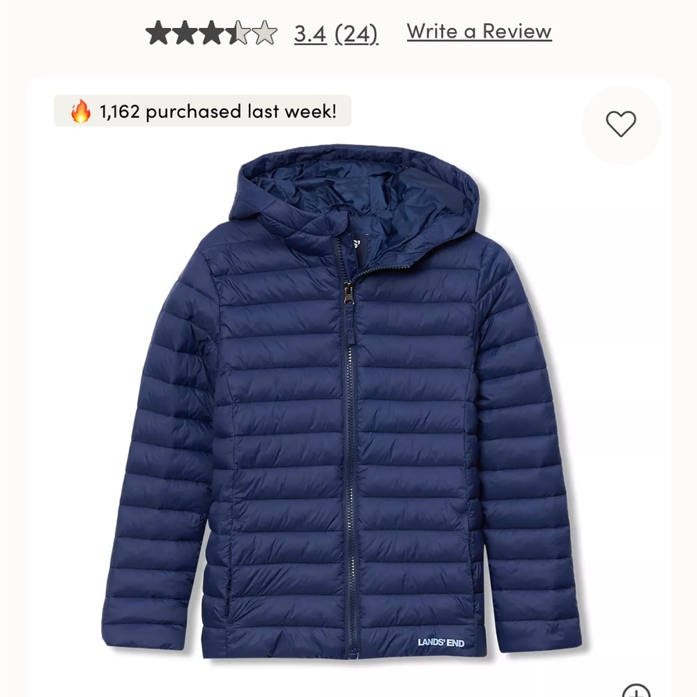 Lands' End Deep FeatherFree Insulated Jacket
